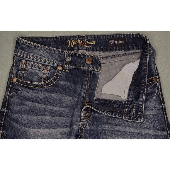 Wrangler Rock 47 Denim men's jeans slim boot dark washed 33 x 34 - Picture 4 of 7